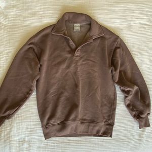 Aritzia Tna Cozy Fleece Boyfriend Polo Sweatshirt